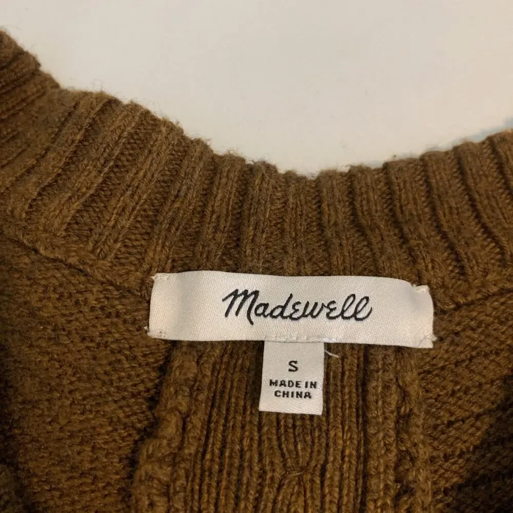 Madewell Sweater Womens S Small Brown Plus Greensboro Button Back Textured Tunic